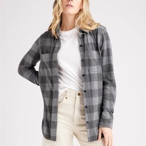 Quince Stretch Sweater Fleece Shirt - Medium in Charcoal Buffalo